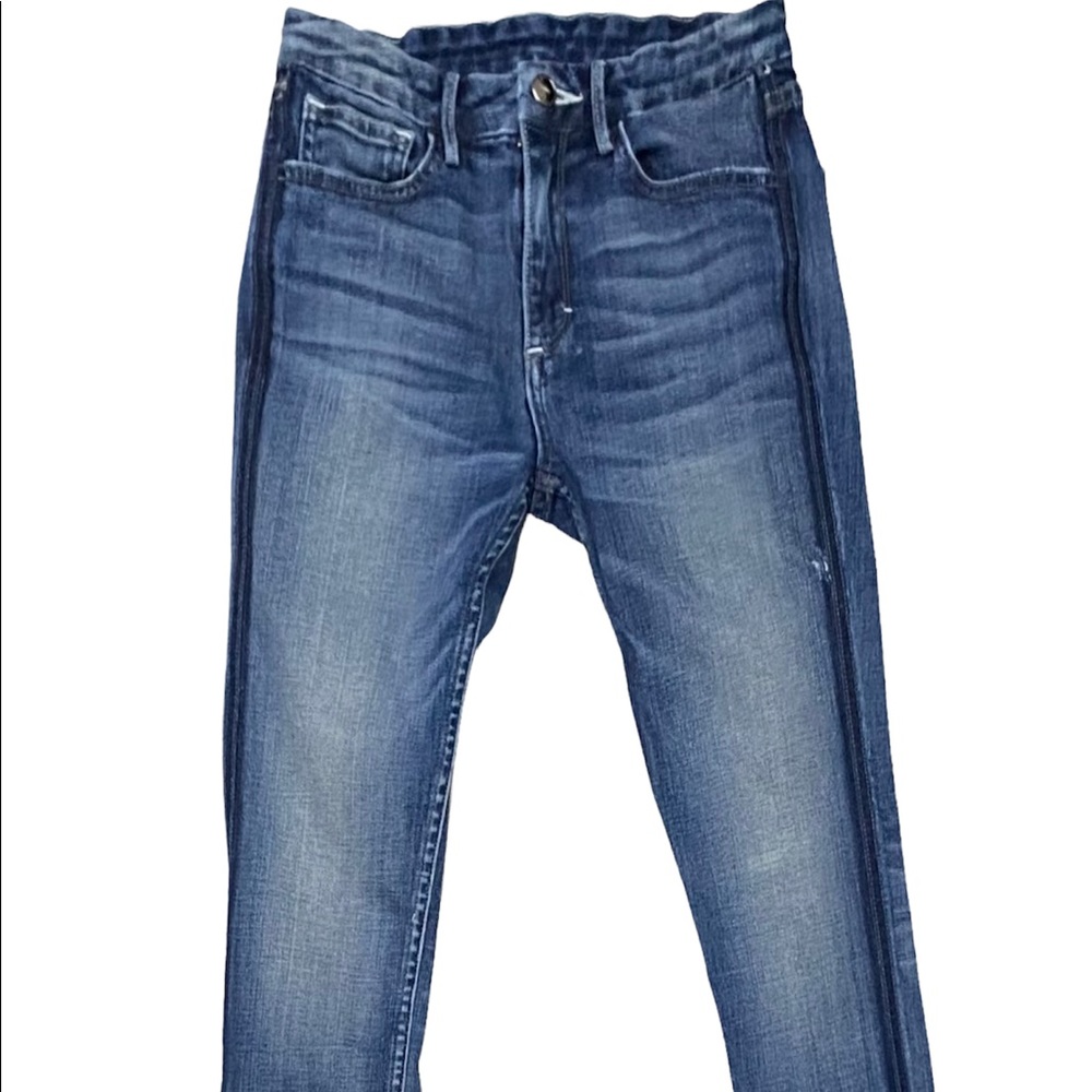 Frankie B Jeans High rise Stripe Denim Pants Sz 25